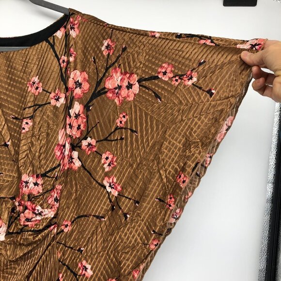 Le Chateau Bronze Floral Cherry Blossom Asymmetrical Draped Midi Dress size S - Picture 6 of 15